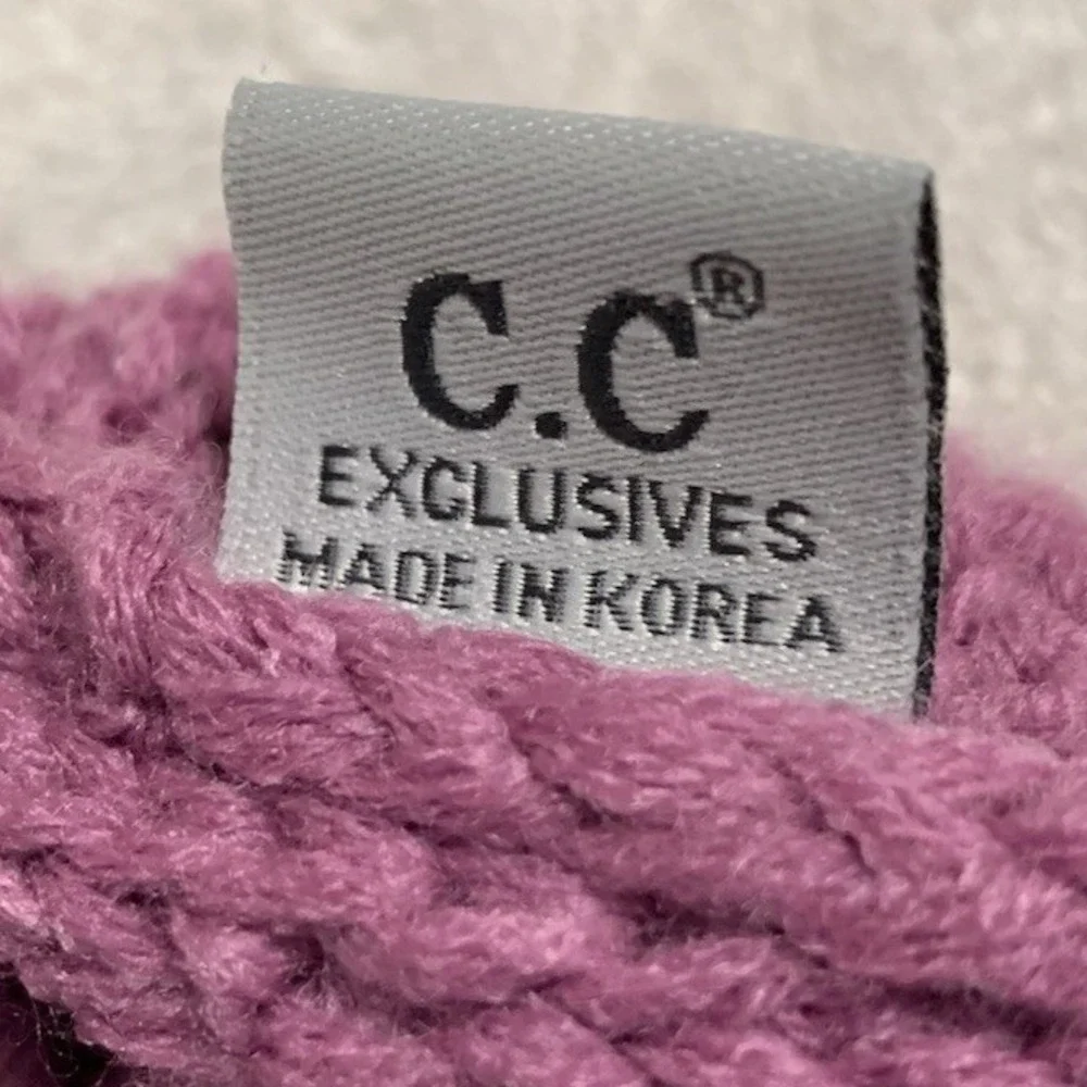 C.C Kids Beanie‎ Cozy One Size Purple Cable Knit Ribbed Winter Warm Hat